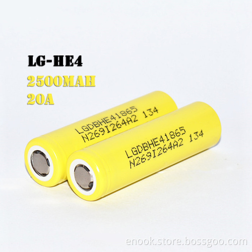 LG HE4 2500mah Rechargeable 18650 Lithium Cell